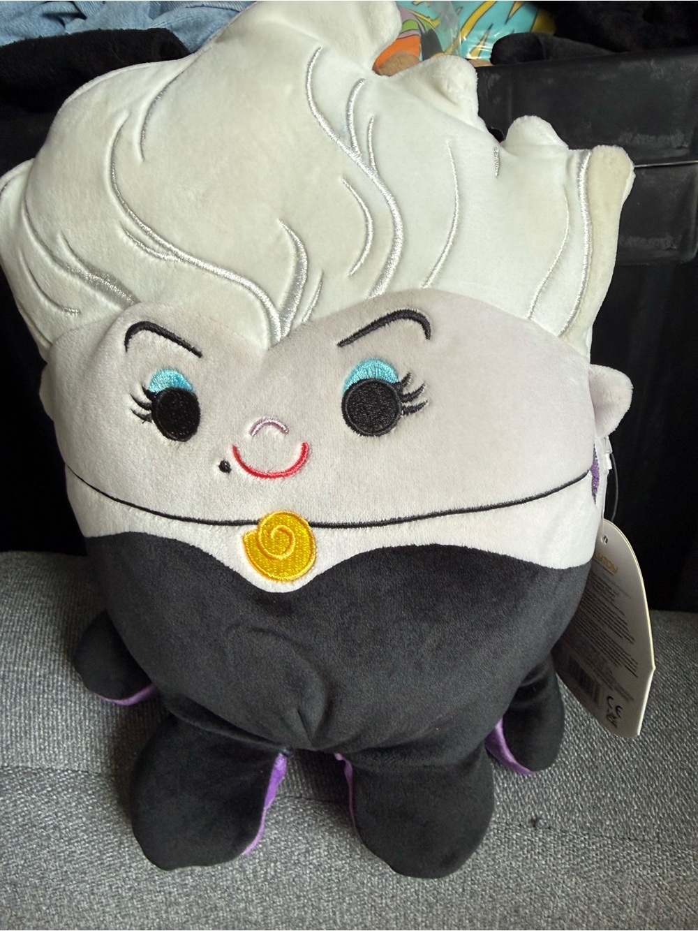 Disney Ursula Squishmallow Plush Pillow - Black, White & Purple